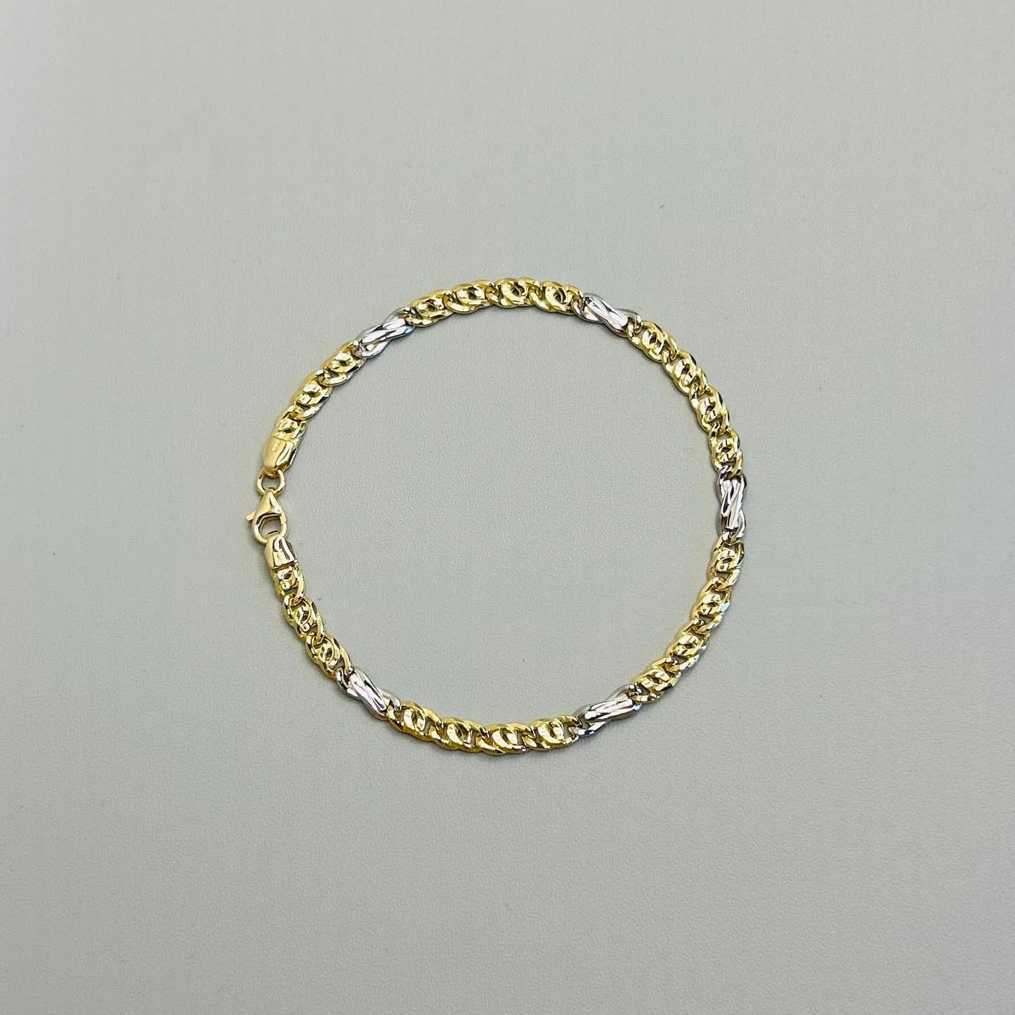 Bracciale in Oro 18 Carati Bicolore con Maglie Intrecciate