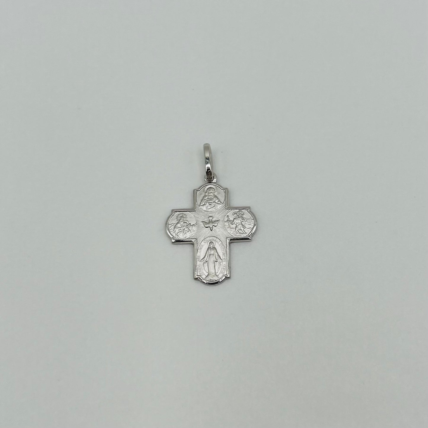 Croce Quadrifoglia in Argento 925 con Simboli Sacri