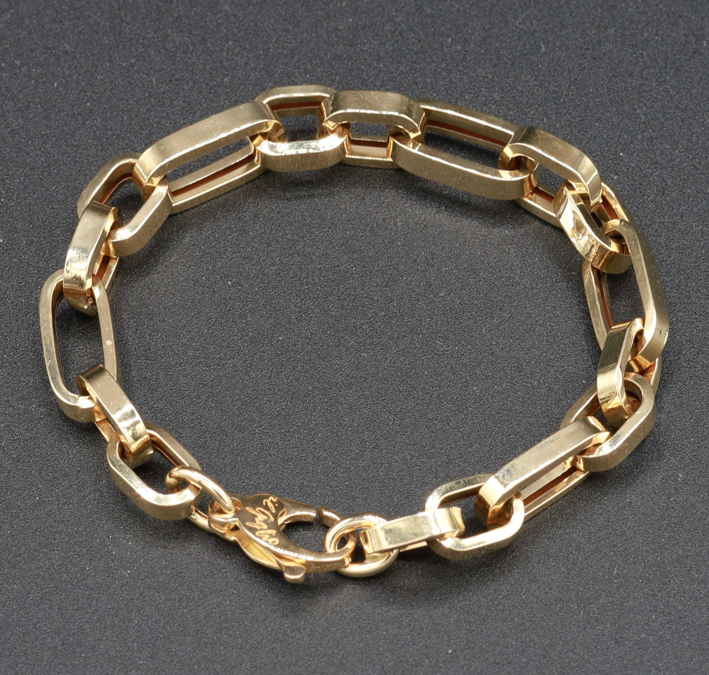 Pulsera de Cadena de Oro de 18K con Eslabones Rectangulares