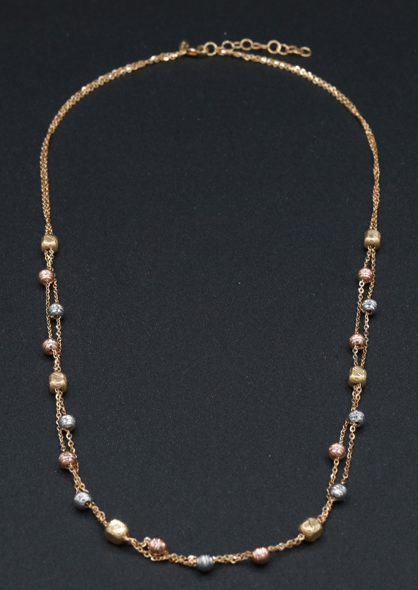 18K Gold Necklace with Two-Tone Spheres