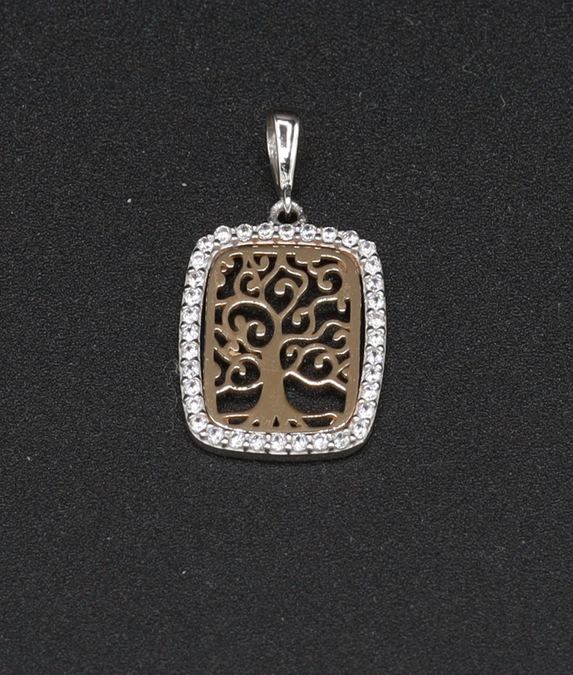 18K Gold Pendant with Tree of Life and Zirconia