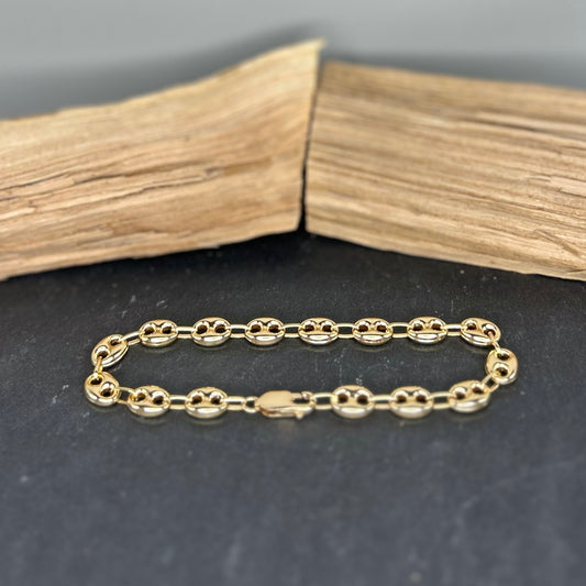 Bracciale Uomo in Oro 18 Carati con Maglie a Forma Ovale