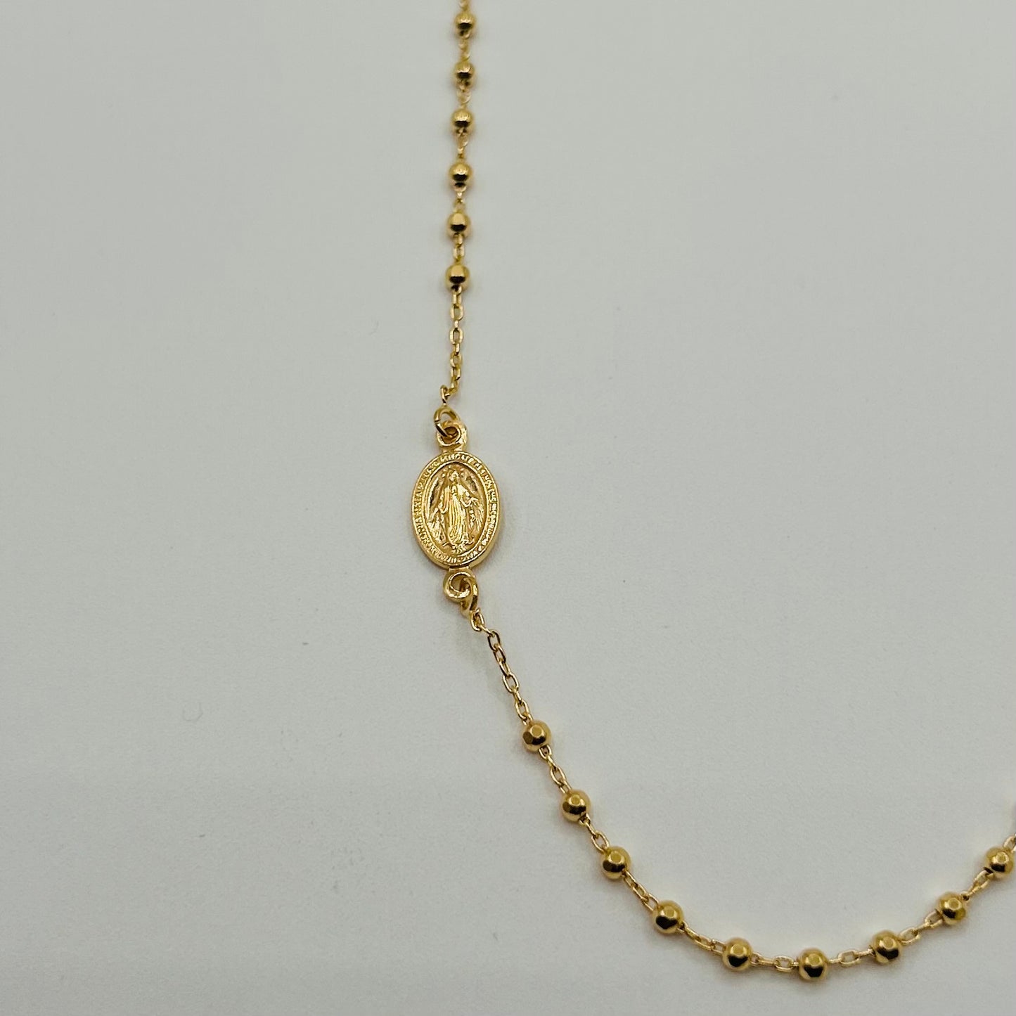 Collana Rosario in Argento 925 Placcato Oro con Croce e Medaglia Miracolosa