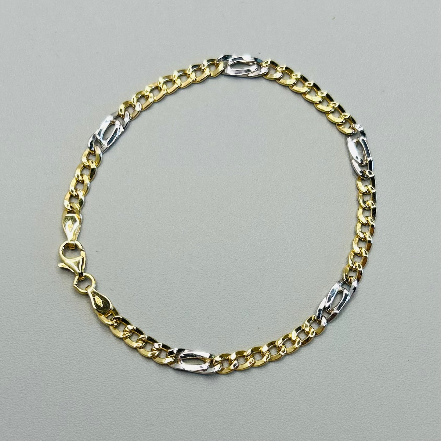 Bracciale in Oro 18 Carati Bicolore con Maglie Alternate