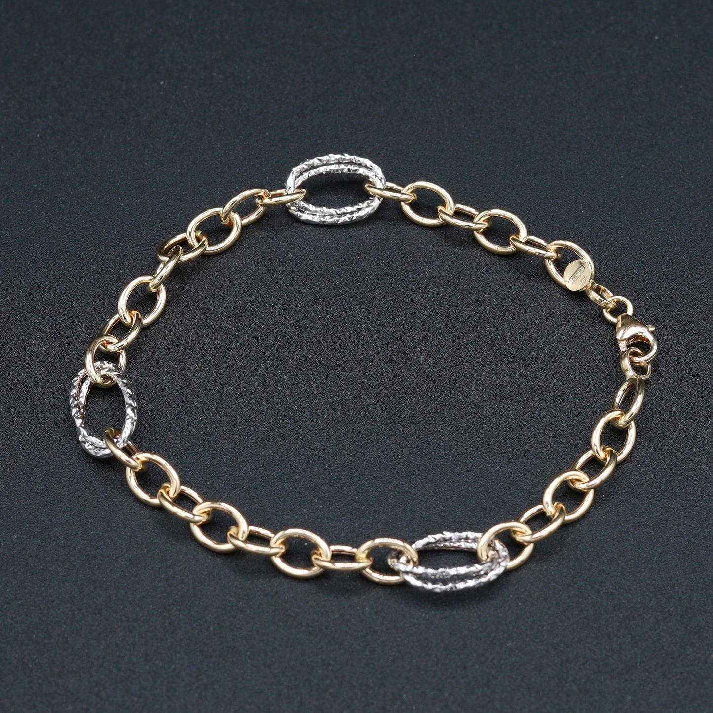 Bracciale in Oro 18 Carati Bicolore con Maglie Lavorate - Eleganza e Distinzione