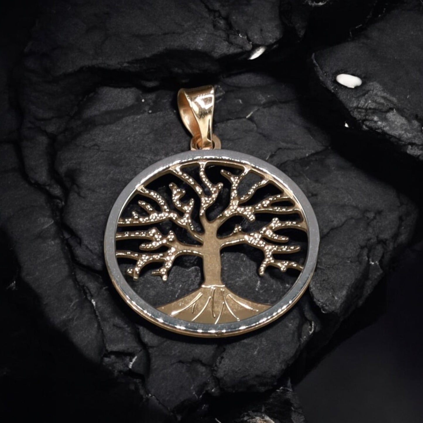 18K Gold Double Sided Tree of Life Pendant